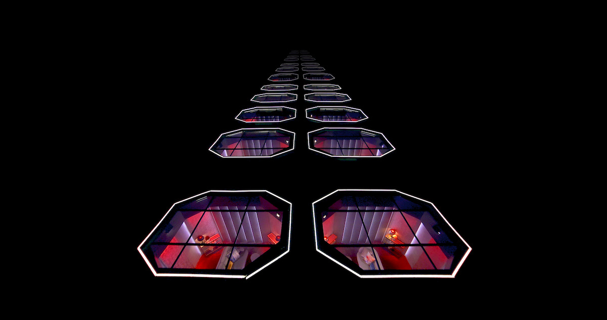 A overhead view of the 'Love Is Blind' pods.