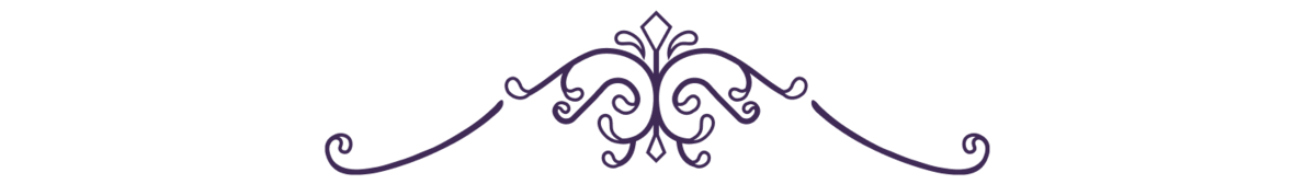 Elegant dark purple ornamental flourish with symmetrical curves and a floral design