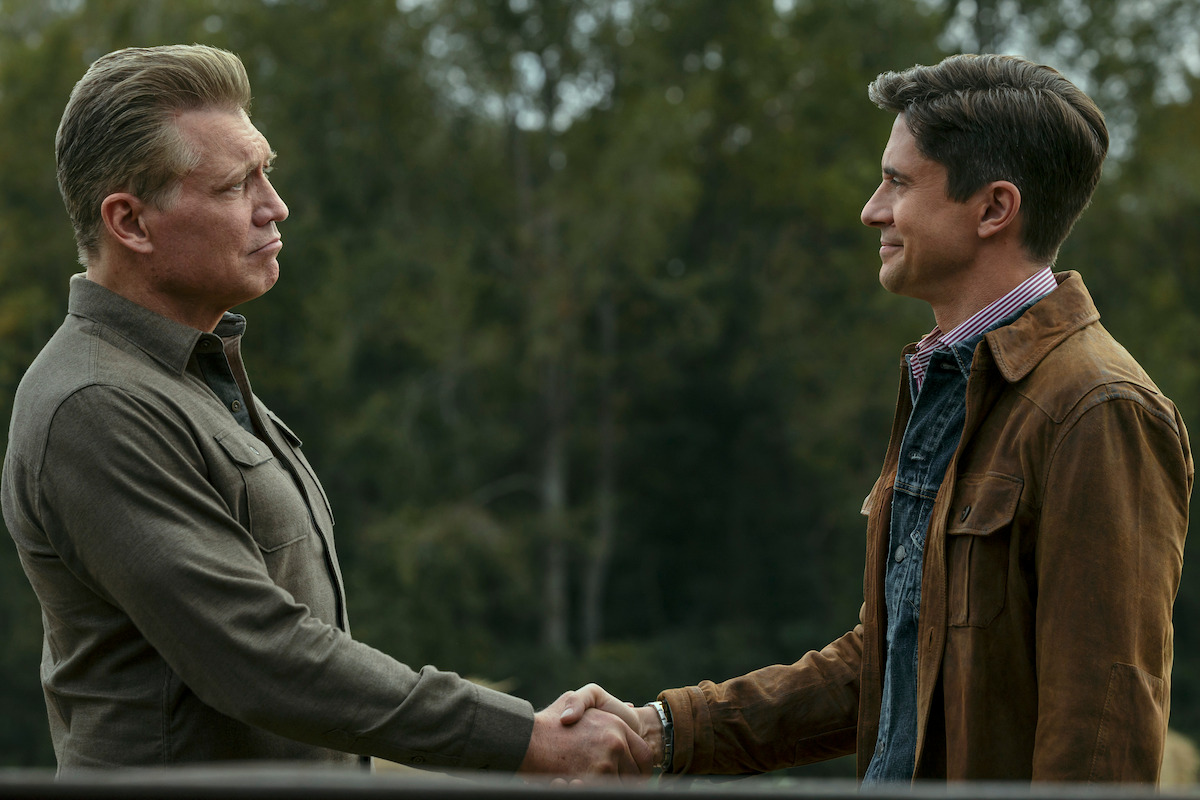 Holt McCallany as Harlan Buckley, Topher Grace as Grady in ‘The Waterfront.’
