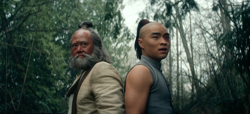 Paul Sun-Hyung Lee as Iroh and Dallas Liu as Prince Zuko in Season 1 of 'Avatar: The Last Airbender'