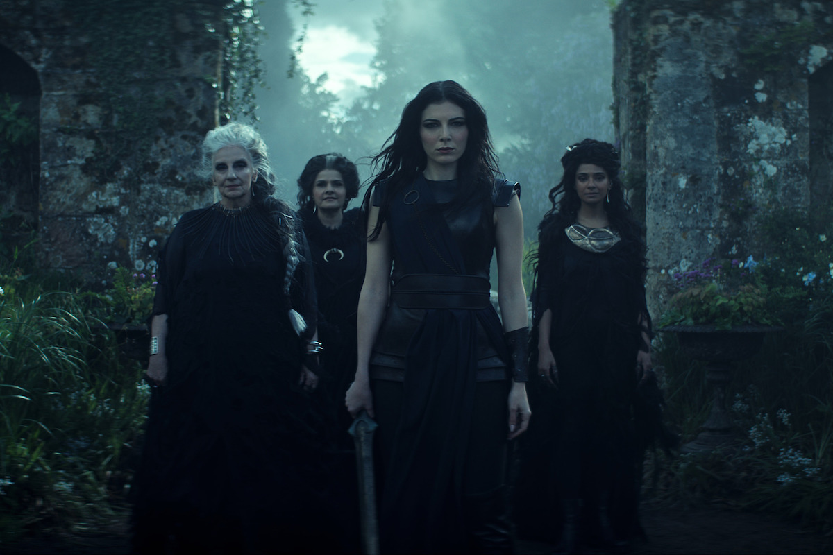 Souad Faress as Crone, Nina Wadia as The Mother, Razane Jammal as Lyta Hall, and Dinita Gohil as The Maiden in ‘The Sandman’ Season 2.