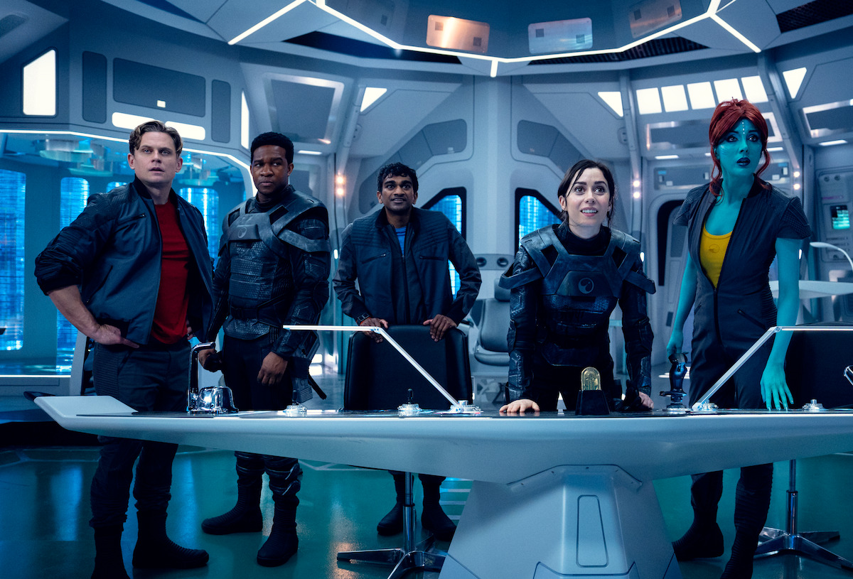 Billy Magnussen, Osy Ikhile, Paul G. Raymond, Cristin Milioti, Milanka Brooks in Season 7 of ‘Black Mirror’