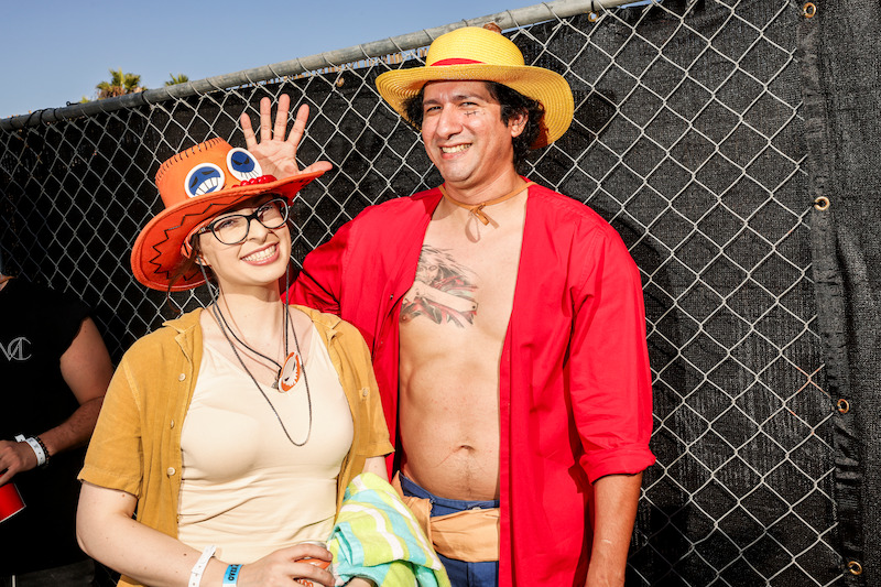 Fans attend Netflix global event for the celebration of One Piece at Santa Monica Pier in California. 
