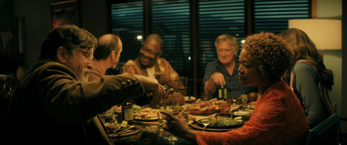 Alfred Molina as Sam, Denis O’Hare as Wally, Clarke Peters as Art, Bill Pullman as Jack, Alfre Woodard as Judy, and Geena Davis as Renee in ‘The Boroughs’