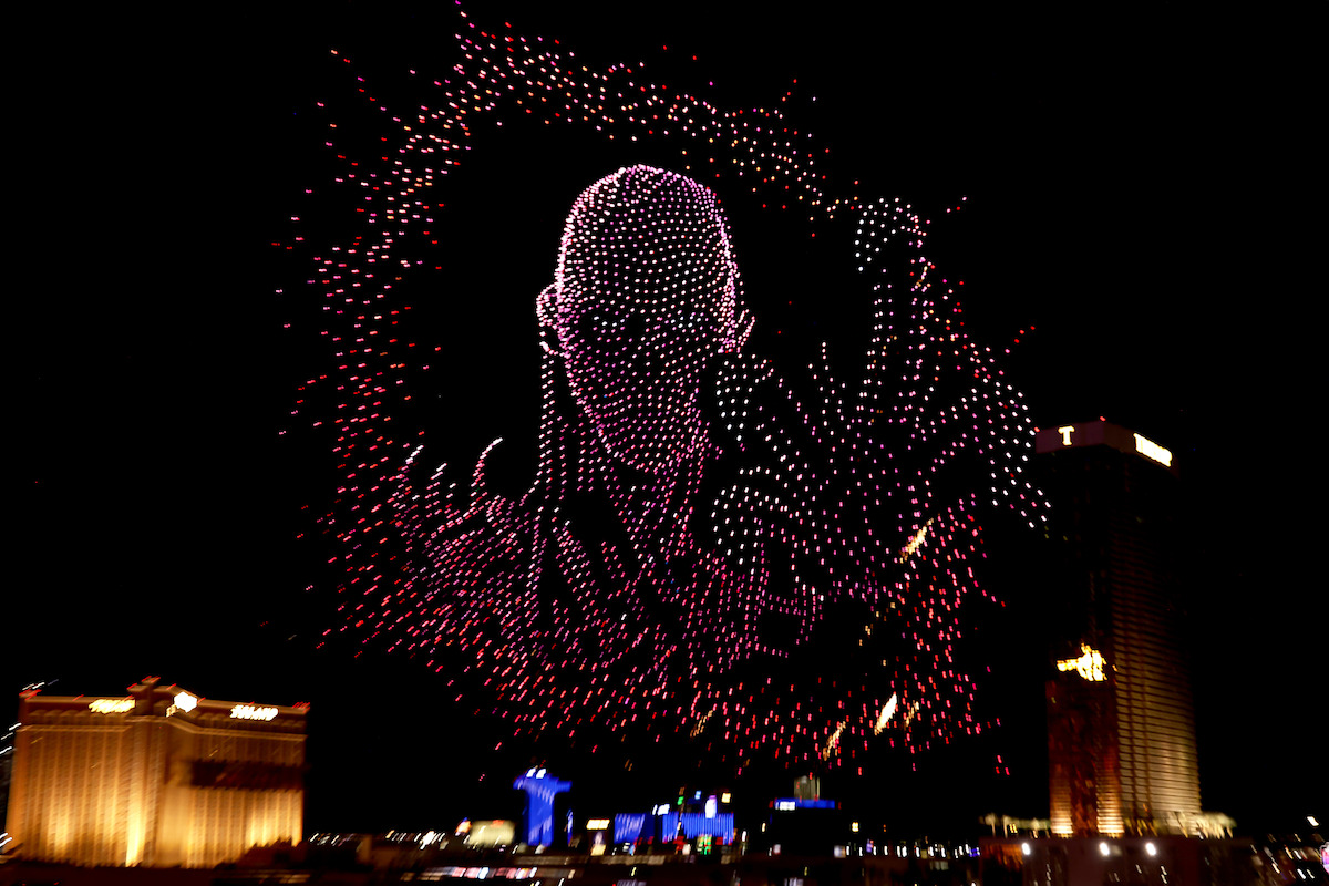 A drone show during ST5 One Last Adventure: Las Vegas in Las Vegas, Nevada.