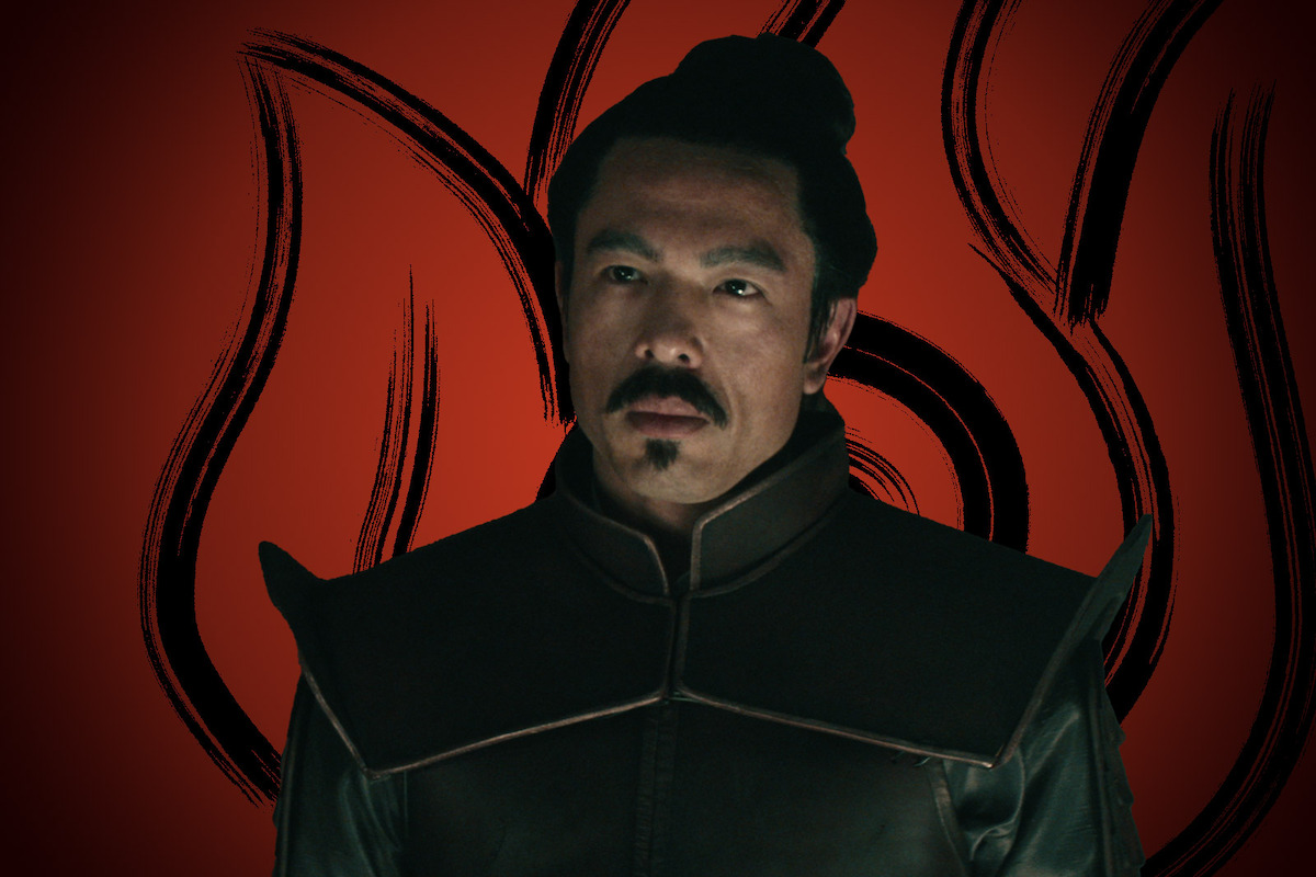 Ryan Mah as Lt. Dang wears black Fire Nation robes in season 1 of ‘Avatar: The Last Airbender’