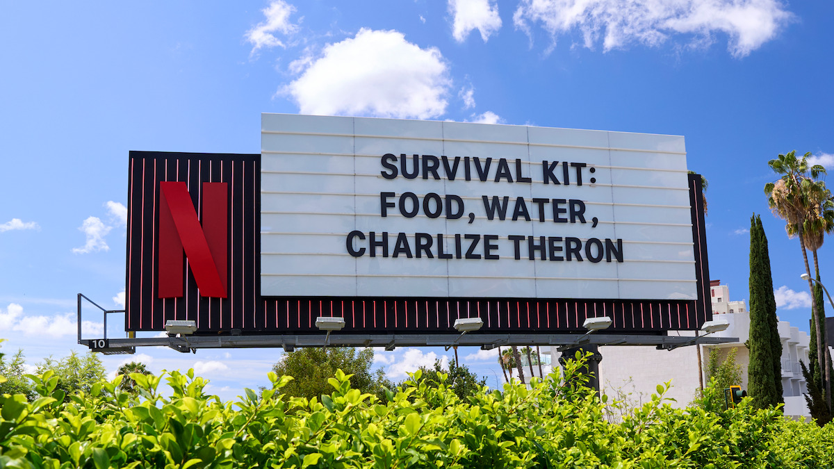 Apex Sunset Marquee ‘Survival Kit: Food, Water, Charlize Theron’