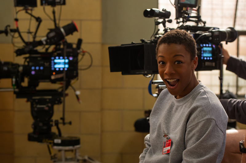 Samira Wiley as Poussey on the set of Orange Is The New Black Season 4.