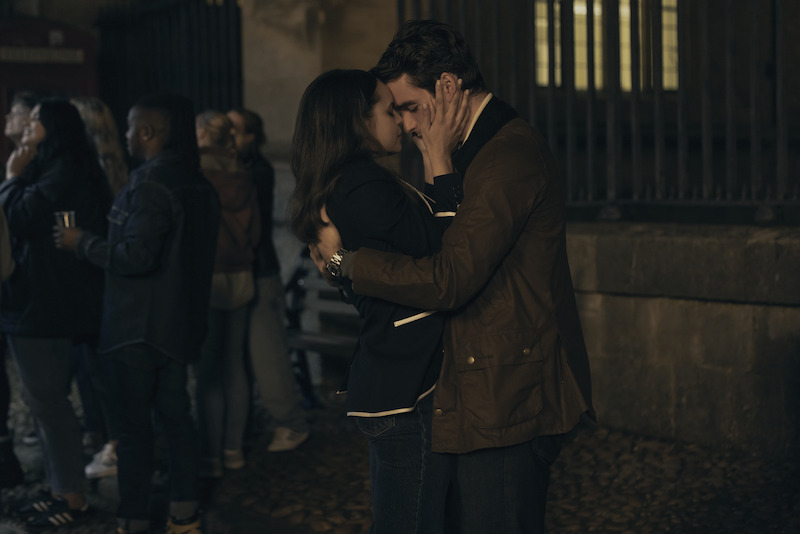 Corey Mylchreest as Jamie and Sofia Carson as Anna in 'My Oxford Year'.