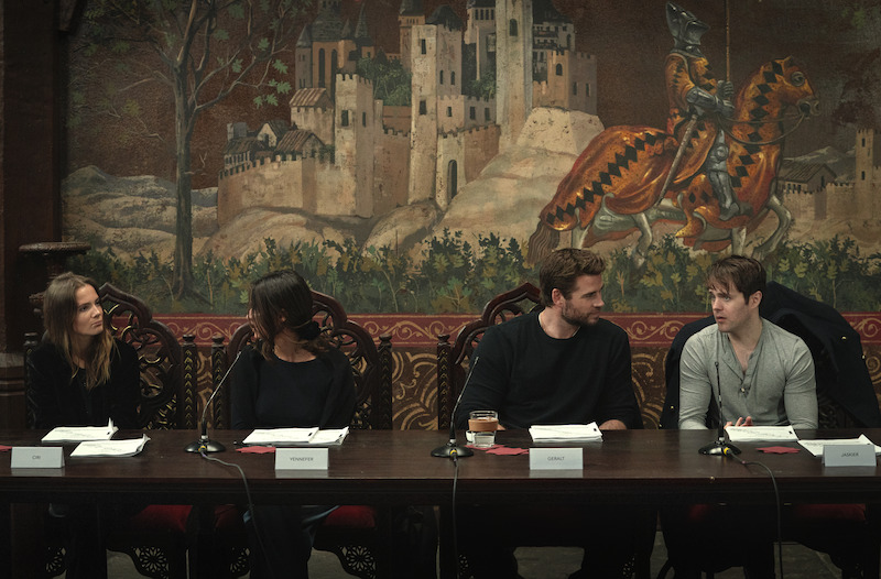 Freya Allan, Anya Chalotra, Liam Hemsworth and Joey Batey at the table read for Season 4 of 'The Witcher'