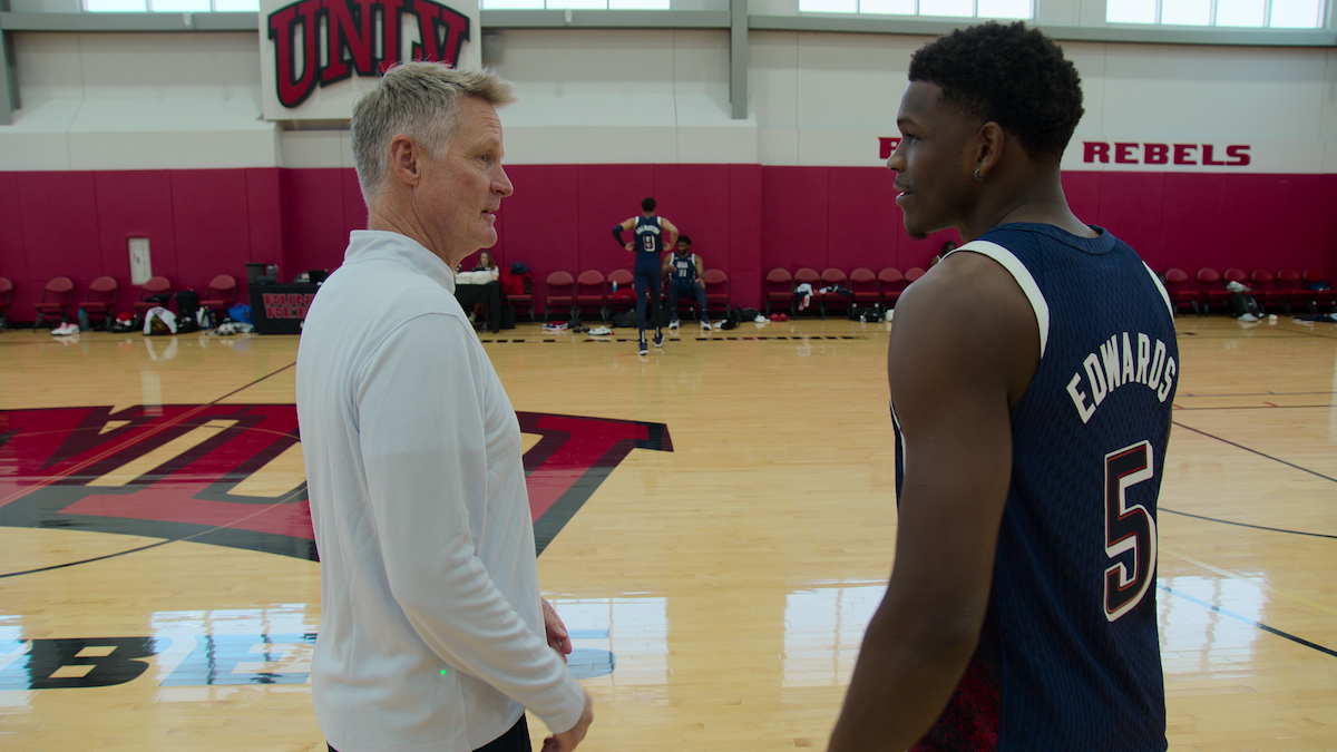 Steve Kerr y Anthony Edwards