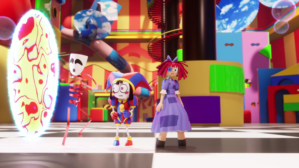 Gangle, Pomni, and Ragatha looking into a portal.