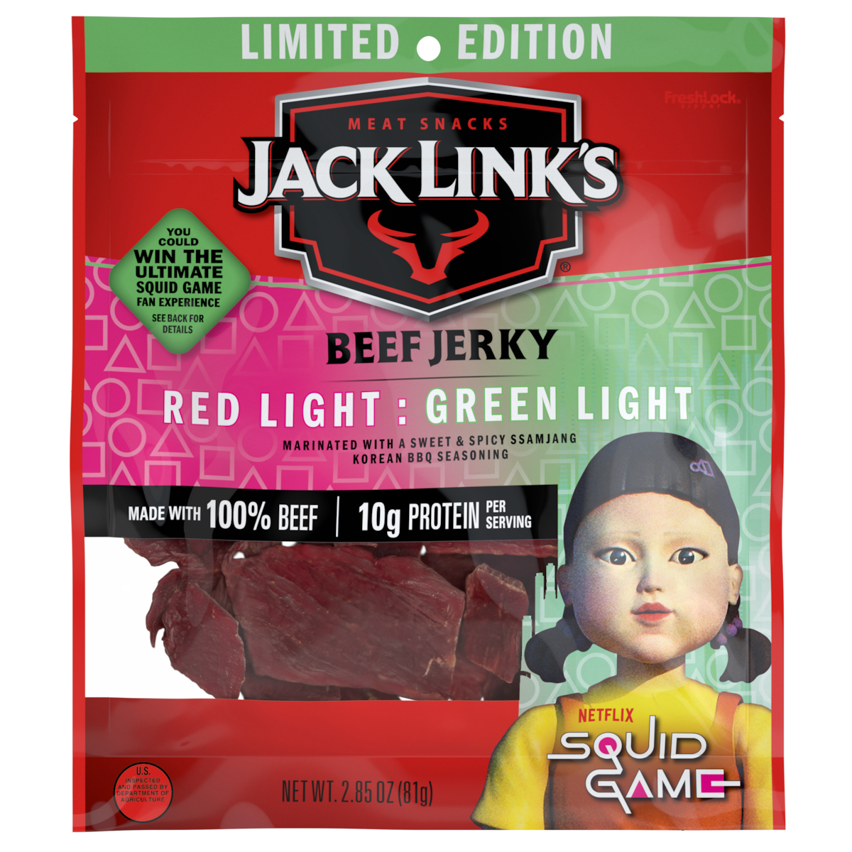 A bag ofJack Link’s ‘Squid Game’ limited edition beef jerky