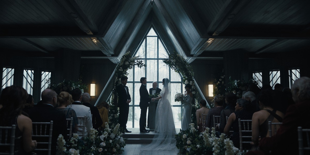 Adam DiMarco as Nicky Cunningham and Camila Morrone as Rachel Harkin in ‘Something Very Bad Is Going To Happen’