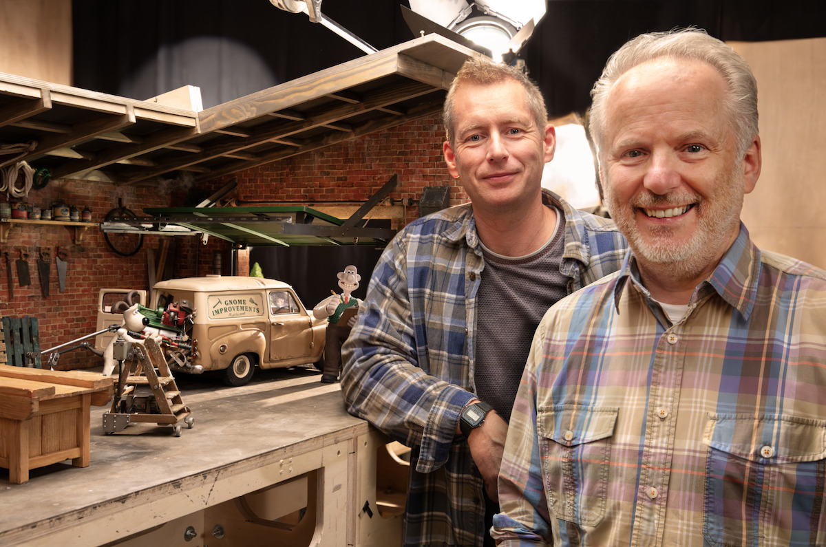 Director Nick Park and Merlin Crossingham work behind the scenes on ‘Wallace & Gromit: Vengeance Most Fowl’