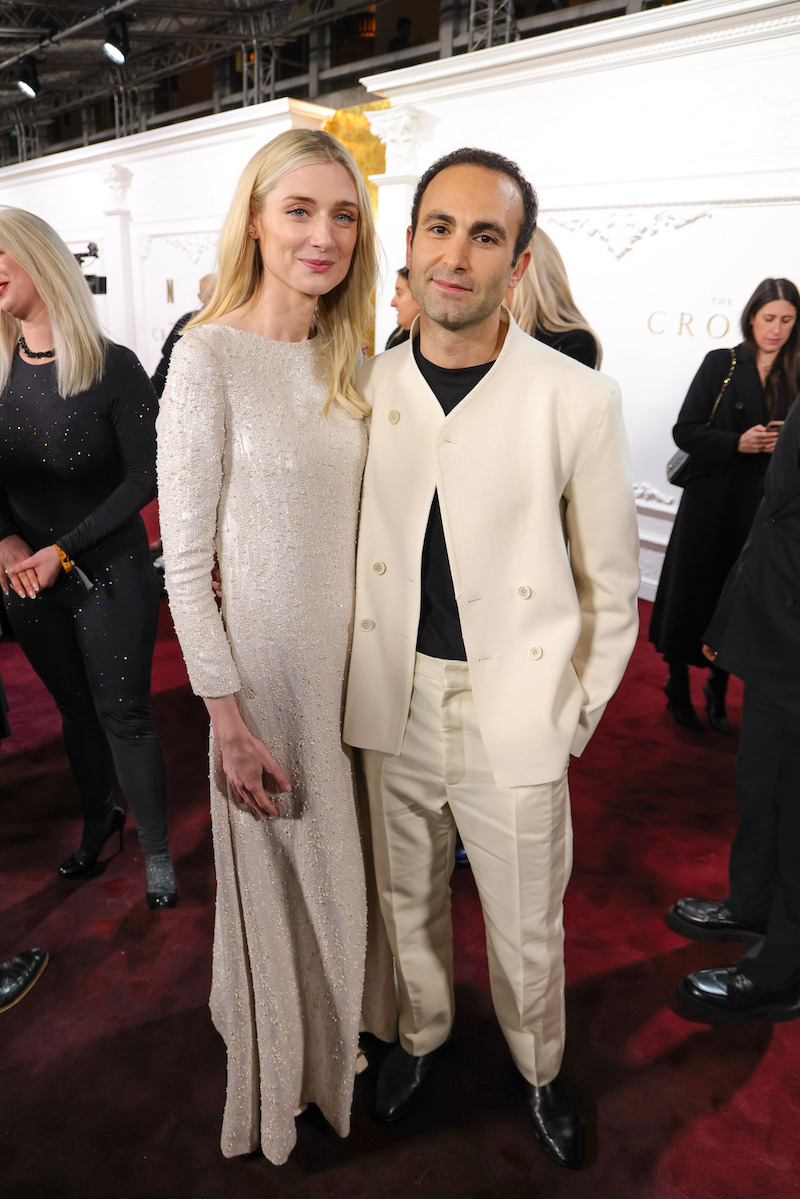 Elizabeth Debicki and Khalid Abdalla attend The Crown finale celebration at The Royal Festival Hall.