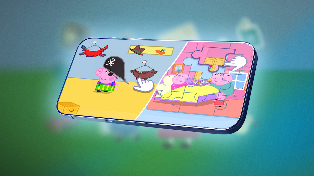  Peppa Pig Mobile game on smartphone against backdrop