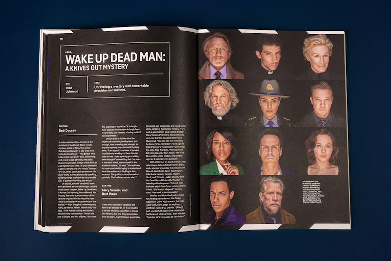 Spread from Tudum Magazine - Wake Up Dead Man crafts feature