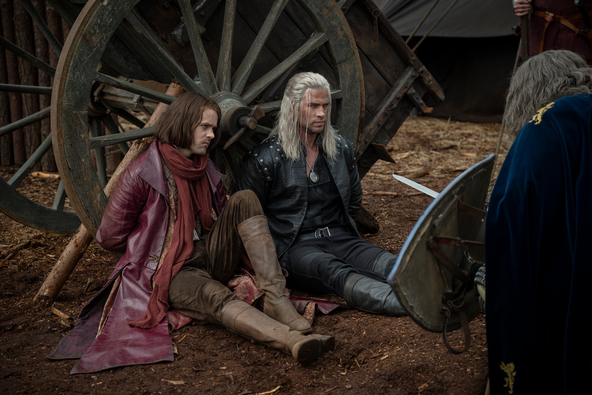 Joey Batey as Jaskier and Liam Hemsworth as Geralt in ‘The Witcher’ Season 4.