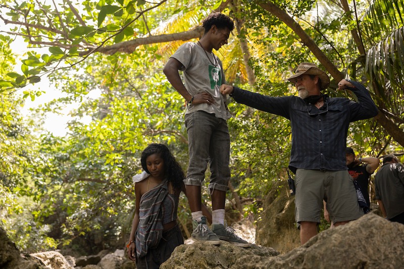 Carlacia Grant as Cleo and Jonathan Daviss as Pope in Outer Banks Season 3 Behind-the-Scenes Photo Gallery