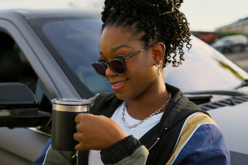 Woman drinking coffee