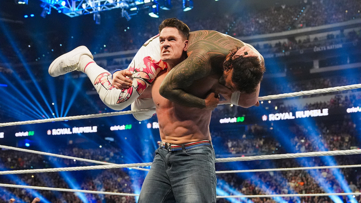 John Cena and Jey Uso at Royal Rumble