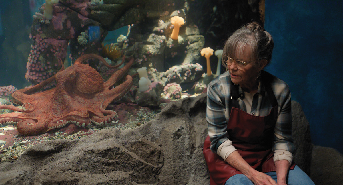 Marcellus the octopus and Sally Field as Tova in ‘Remarkably Bright Creatures’
