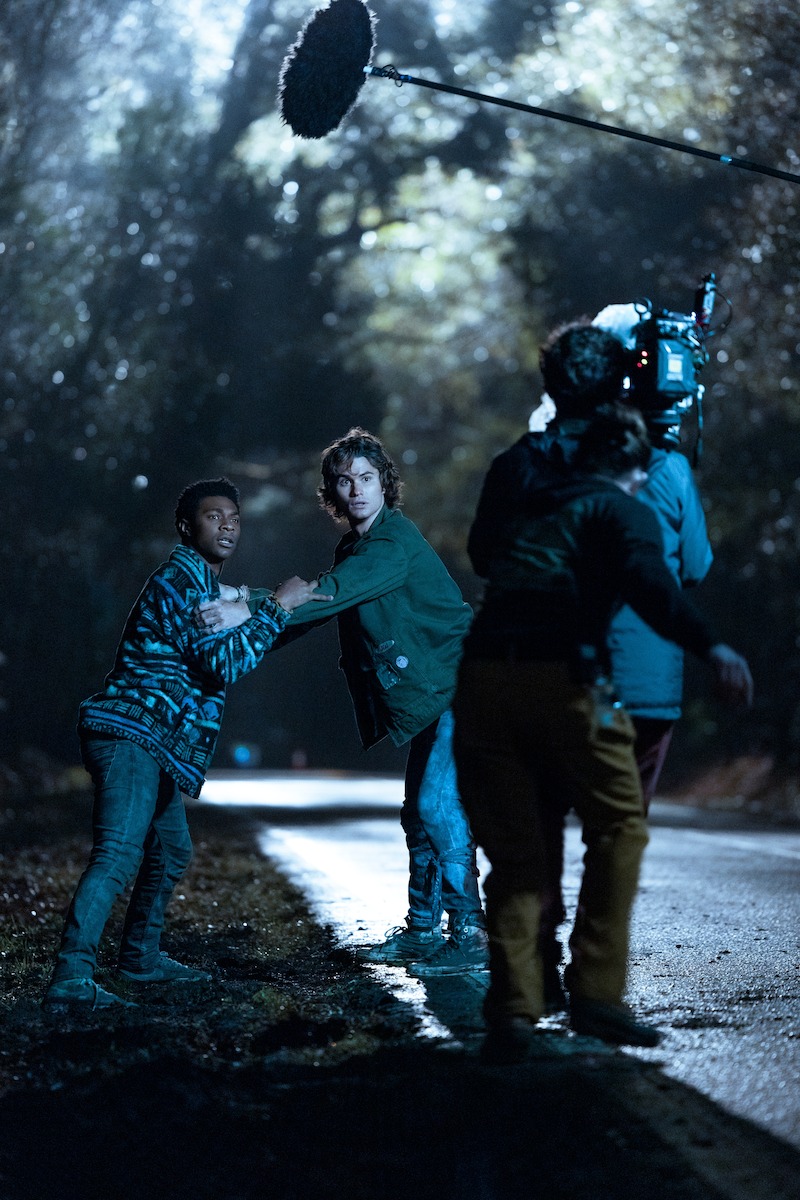 Jonathan Daviss as Pop and Chase Stokes in Outer Banks Season 2 Behind-the-Scenes Photo Gallery