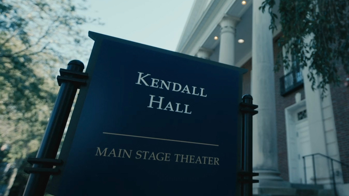 A sign that reads "Kendall Hall Main Stage Theater".