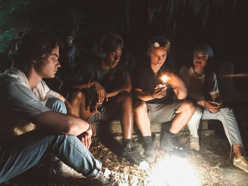 Jonathan Daviss, Rudy Pankow, Madison Bailey and Chase Stokes in Outer Banks Season 1 Behind-the-Scenes Photo Gallery.