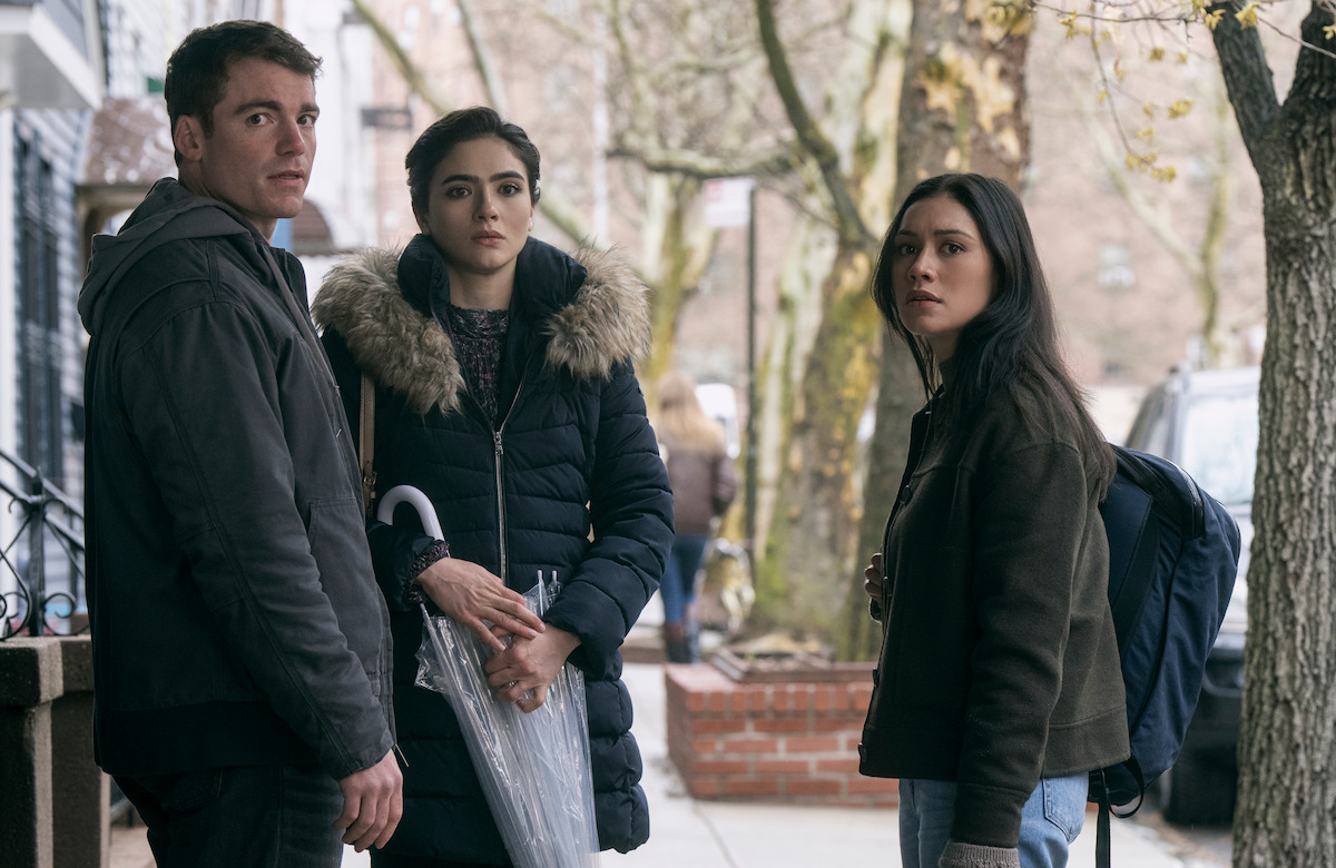 Gabriel Basso as Peter Sutherland, Arienne Mandi as Noor, and Luciane Buchanan as Rose Larkin in Season 2 of ‘The Night Agent’