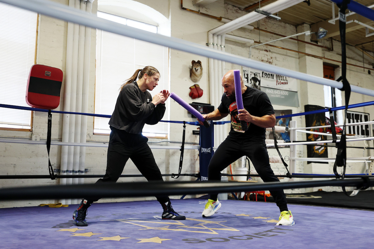 Katie Taylor training in the ring.