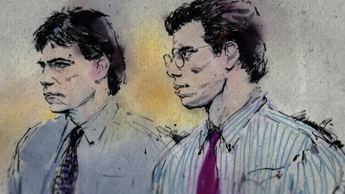 A courtroom sketch from ‘The Menendez Brothers’