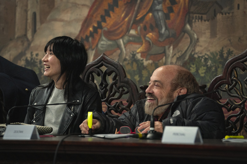 Meng’er Zhang at the table read for Season 4 of 'The Witcher'