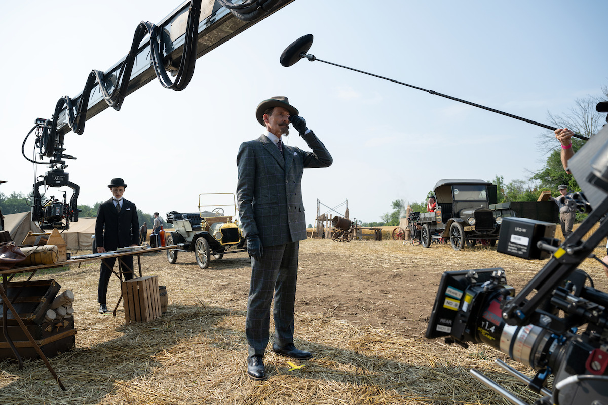 Colm Feore as Reginald Hargreeves from the series “The Umbrella Academy” poses behind the scenes during production.