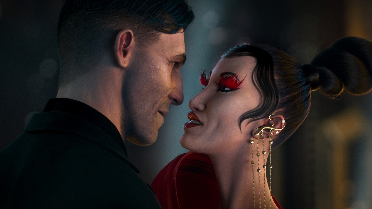 A couple faces each other in “Pop Squad” from ‘Love, Death, + Robots’ Volume 2