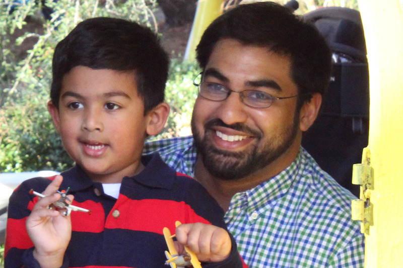 Aziz with his dad in City Park, New Orleans,  November, 2015.