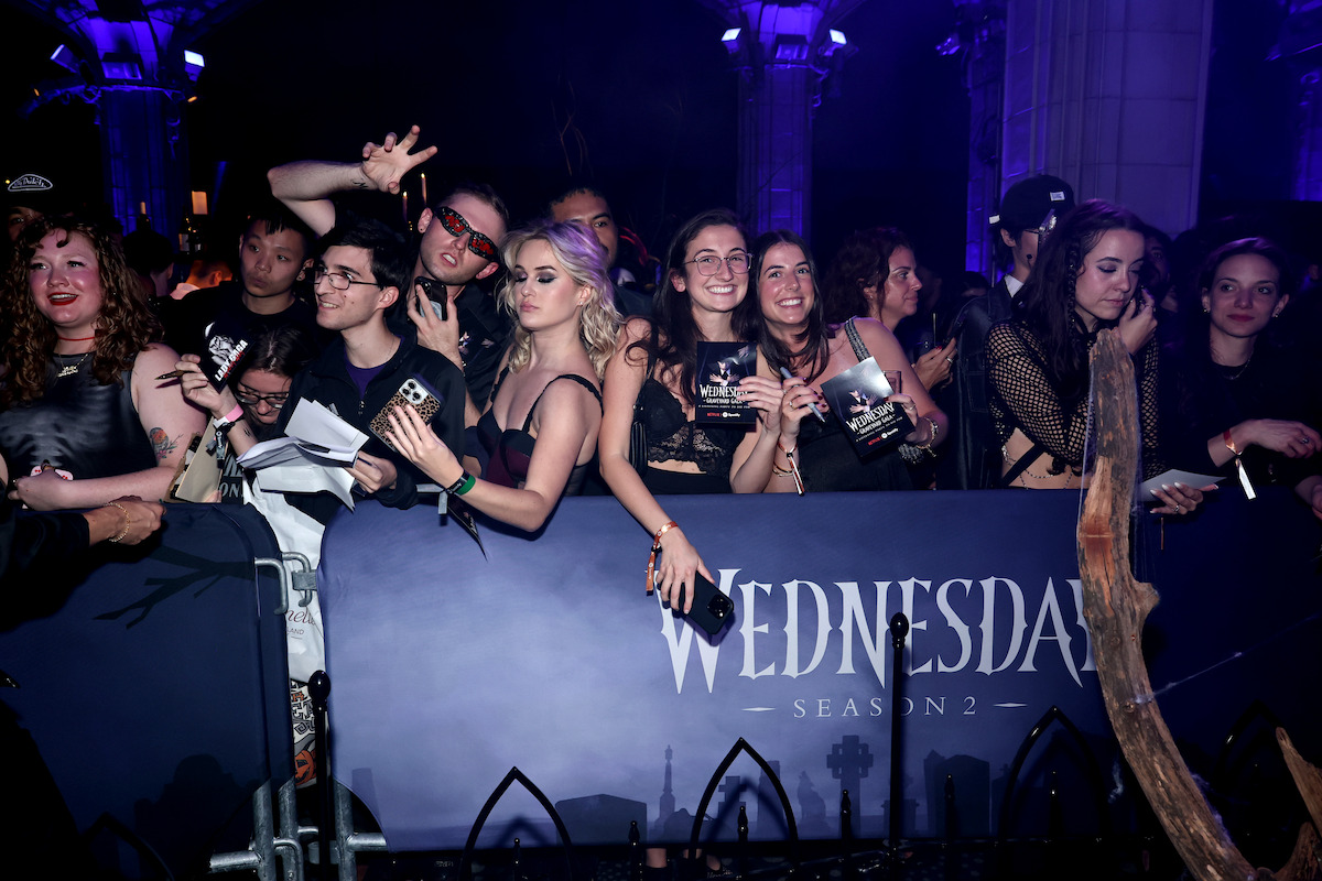 A crowd of fans attend the Netflix x Spotify ‘Wednesday’ Season 2 Graveyard Gala.