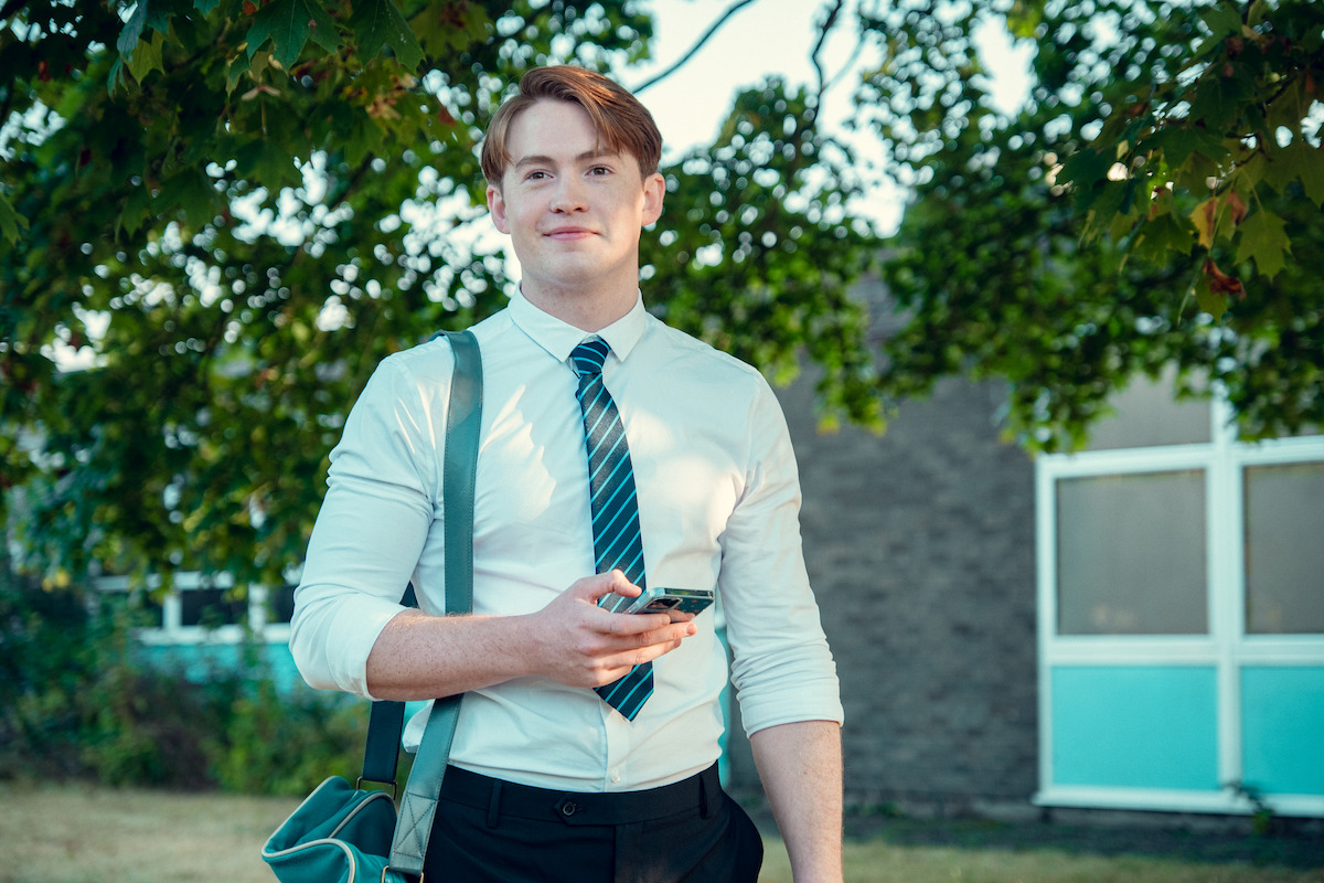 Kit Connor as Nick smiles in Season 2 of ‘Heartstopper.’