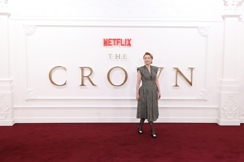 Lesley Manville attends The Crown finale celebration at The Royal Festival Hall.
