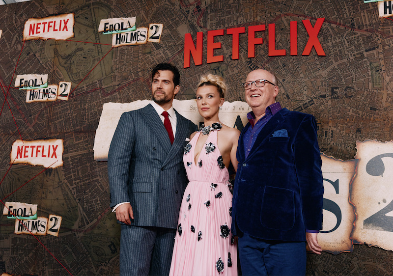 Henry Cavill, Millie Bobby Brown and director Harry Bradbeer