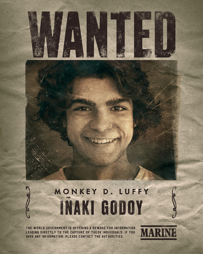Inaki Godoy as Monkey D. Luffy One Piece season 1 wanted poster.
