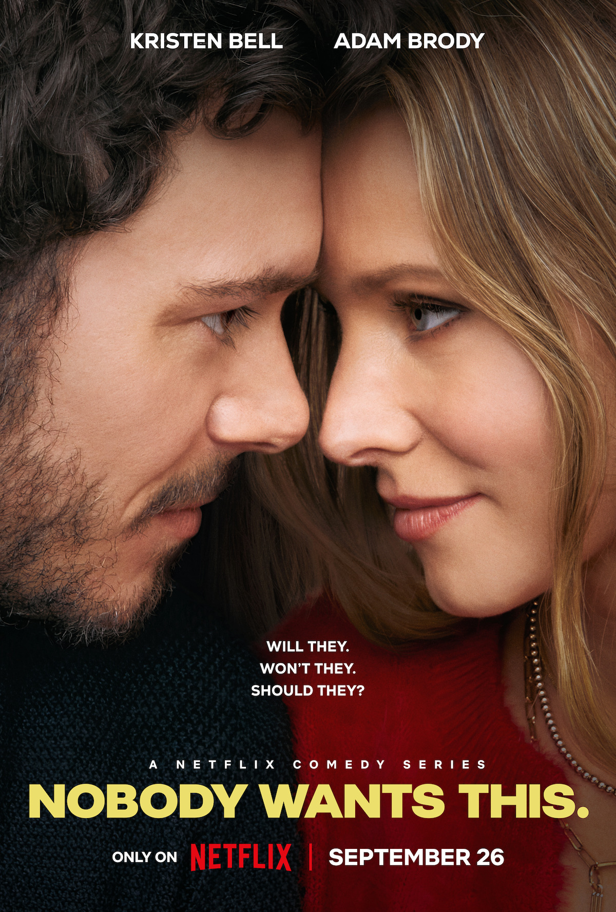 Key Art for ‘Nobody Wants This’ featuring Kristen Bell and Adam Brody