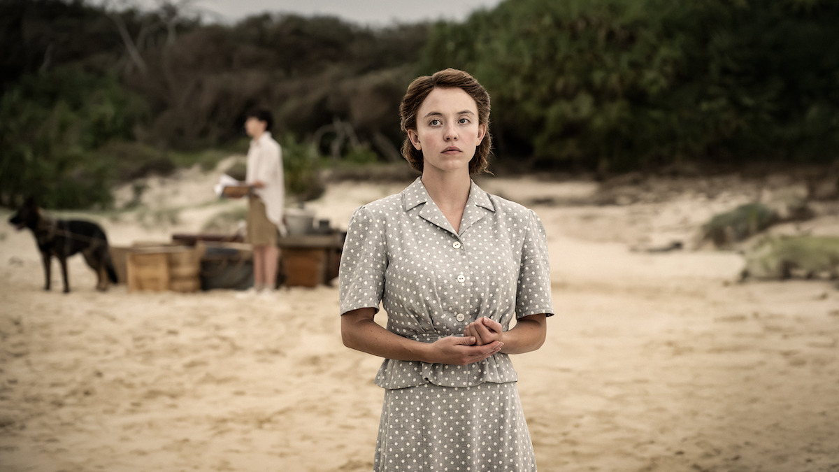 Sydney Sweeney as Margret observes her new homestead in ‘Eden.’