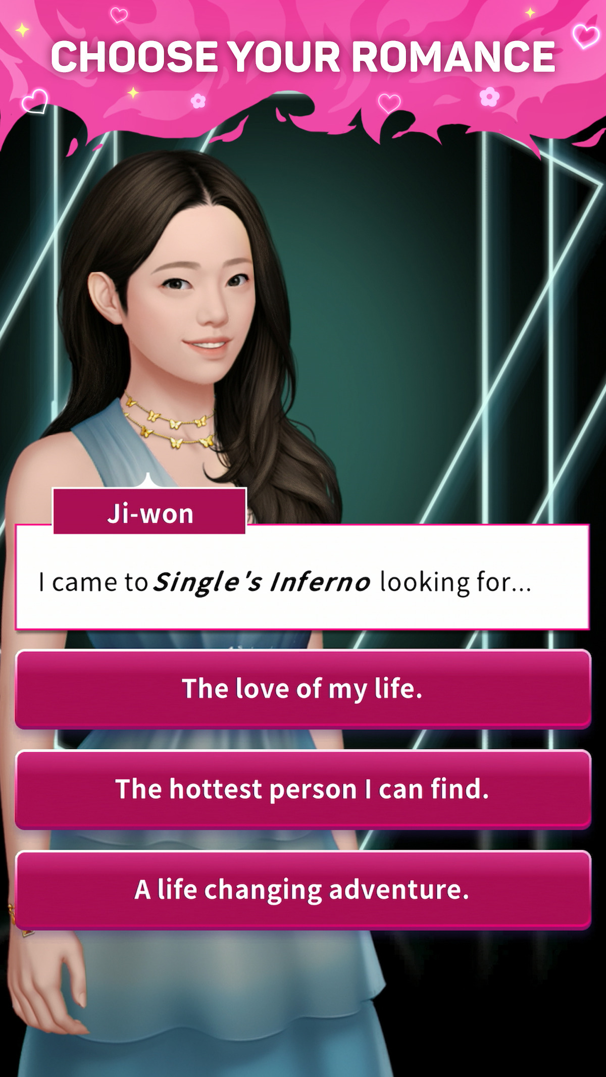 Selection options for characters in Singles Inferno