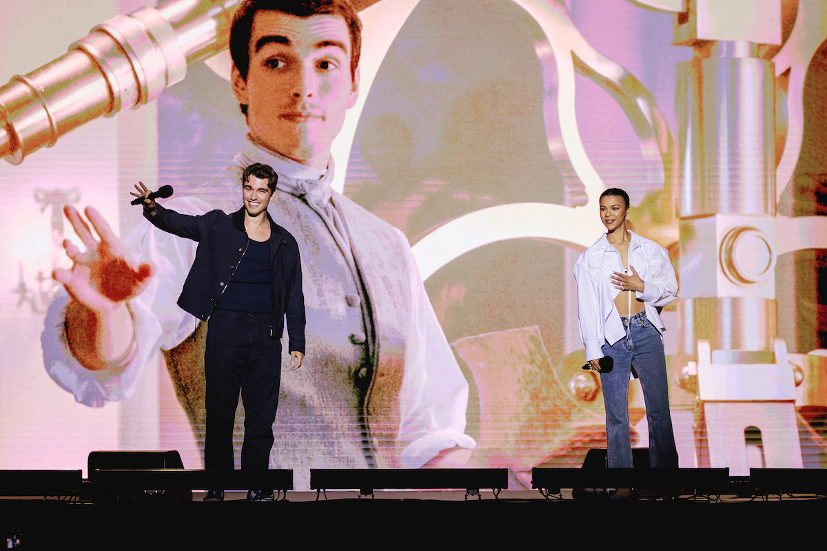 India Amarteifio (Queen Charlotte) and Corey Mylchreest (King George) at ‘Tudum: A Global Fan Event’ in Brazil.