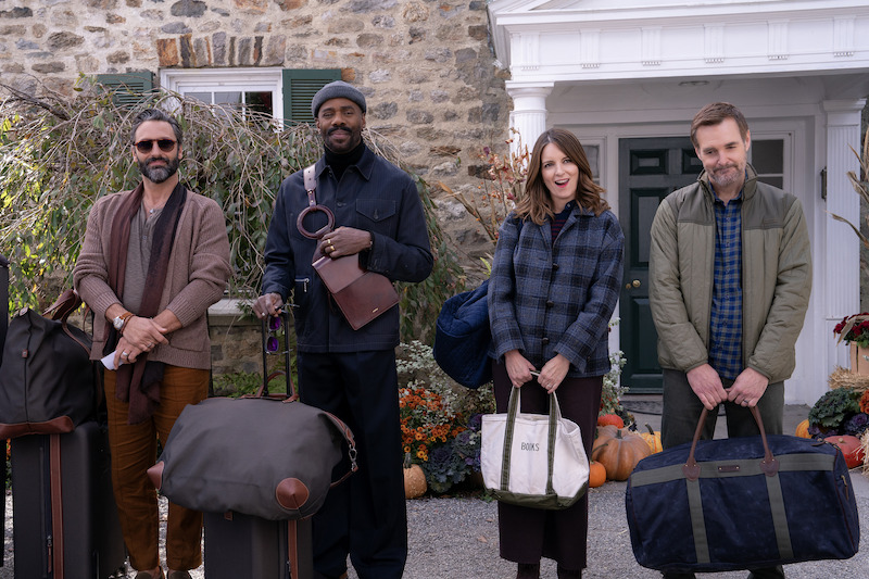 Marco Calvani as Claude, Colman Domingo as Danny, Tina Fey as Kate, and Will Forte as Jack in 'The Four Seasons'.
