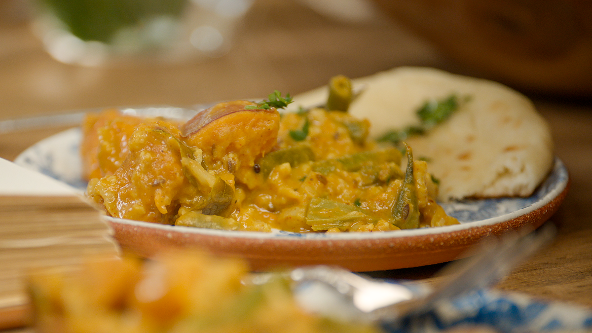 Radhi’s Sweet Potato, Cauliflower, Green Bean, and Cashew Curry