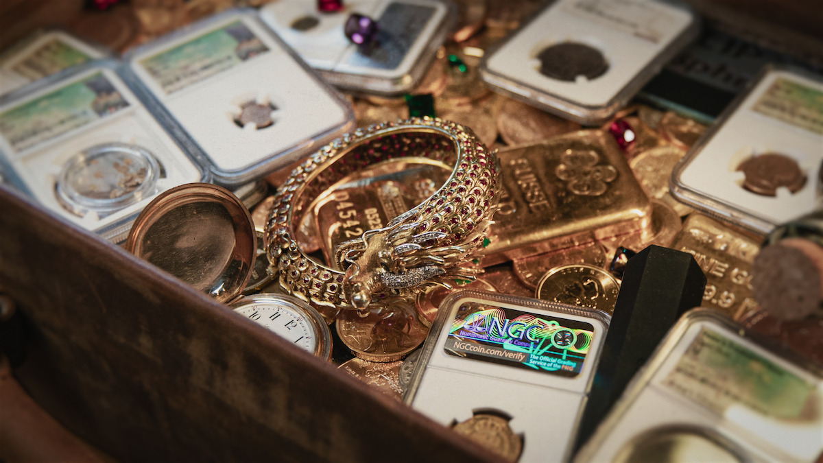 A chest full of gold coins and treasure