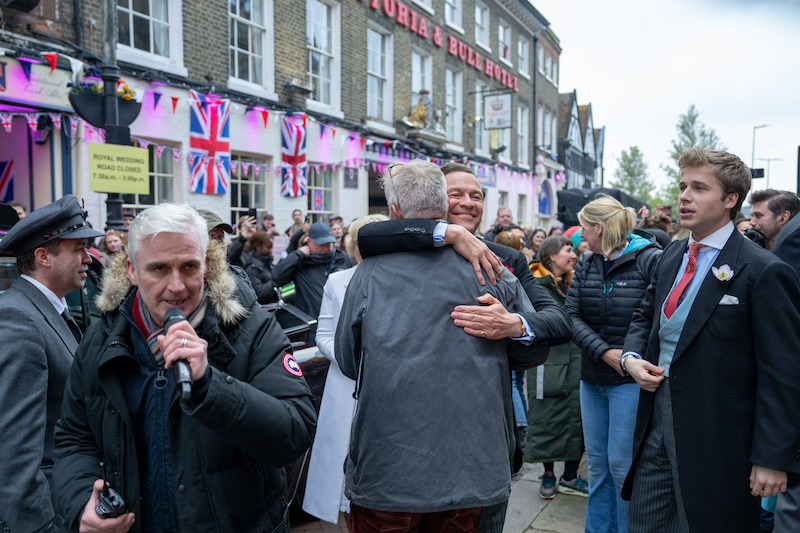 Dominic West hugs crew on the final day of filming Season 6 Part 2 of 'The Crown' 